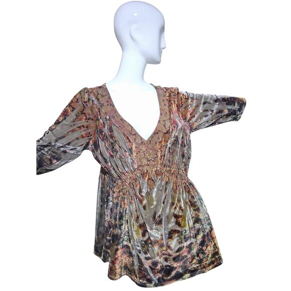 Y2K Vintage  Apt 9 Velvet Burnout Womens size 1X Babydoll Embellished Whimsy Top - Picture 2 of 16